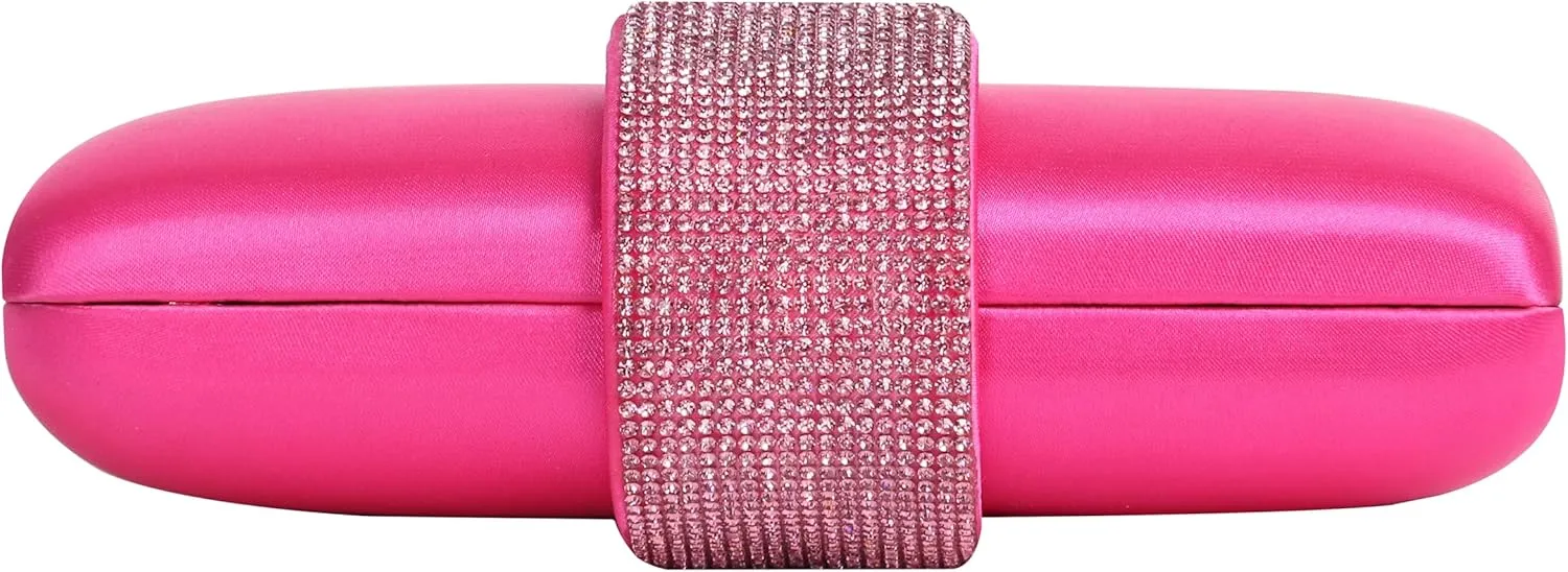 Satin Rhinestones Evening Bags Party Bridal Clutch Purse For Women Prom Clutch