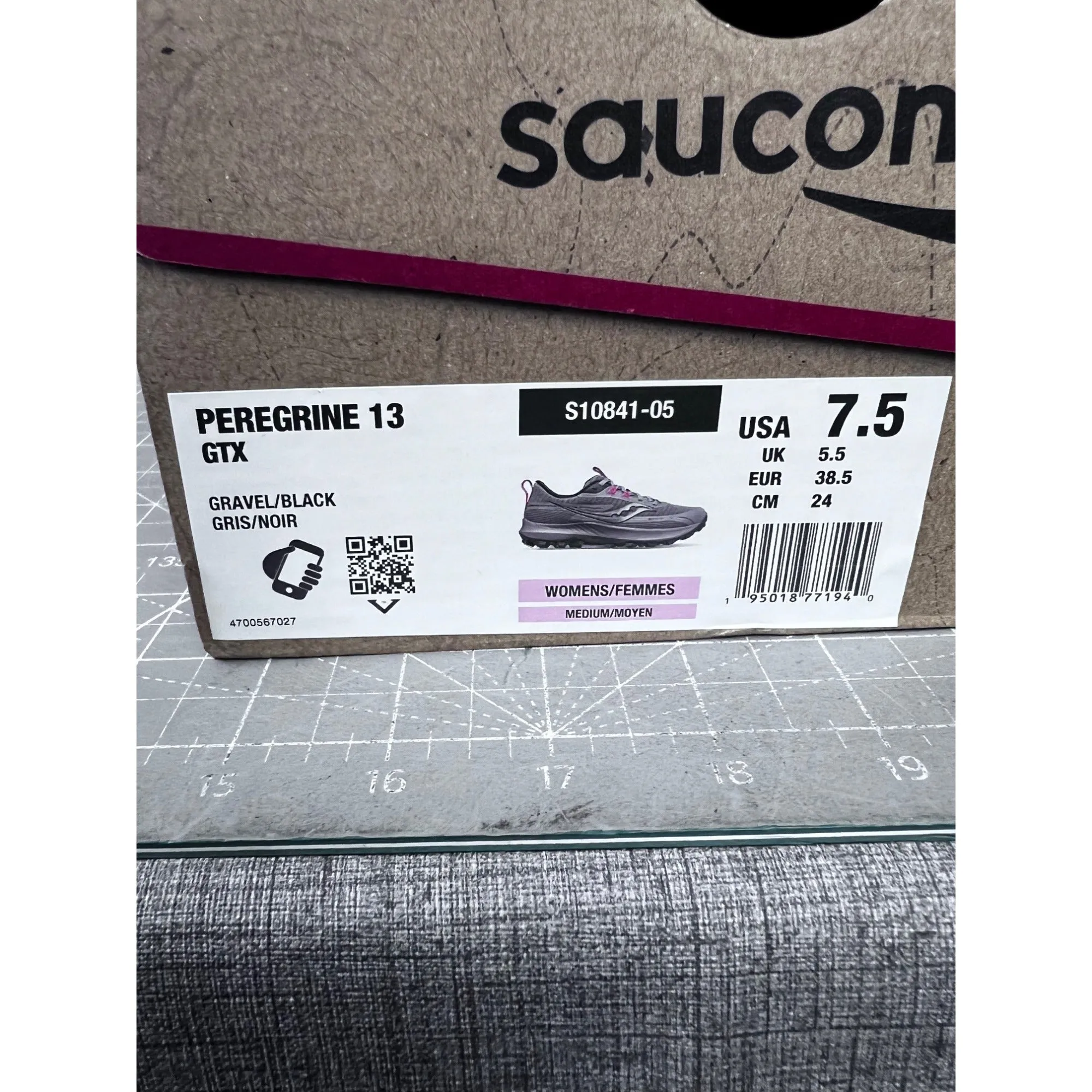 Saucony Peregrine 13 GTX Women’s Trail Running Shoes Sz 7.5 US Gravel/Black New