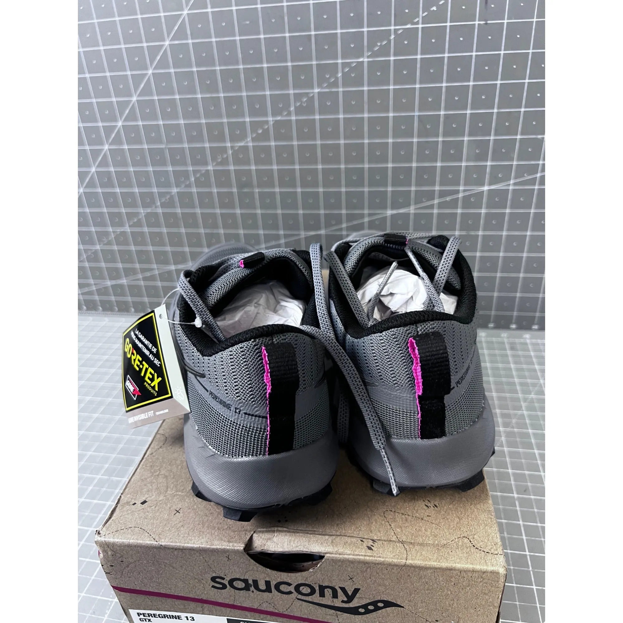 Saucony Peregrine 13 GTX Women’s Trail Running Shoes Sz 7.5 US Gravel/Black New