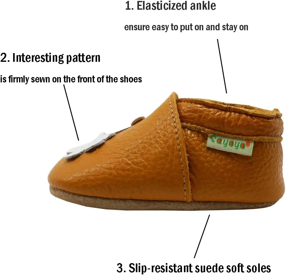 SAYOYO Baby Shoes Soft Leather Sole Infant Toddler Prewalker Shoes