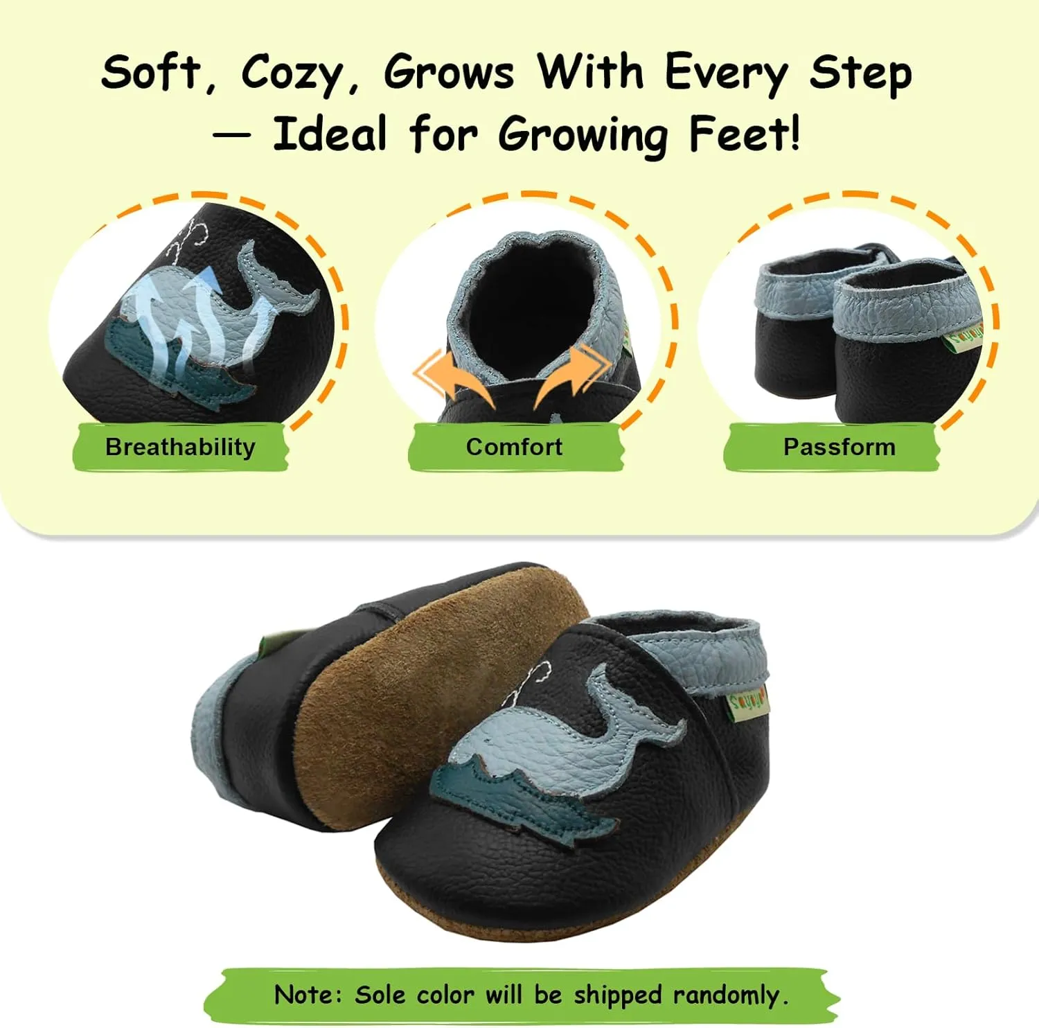SAYOYO Baby Shoes Soft Leather Sole Infant Toddler Prewalker Shoes