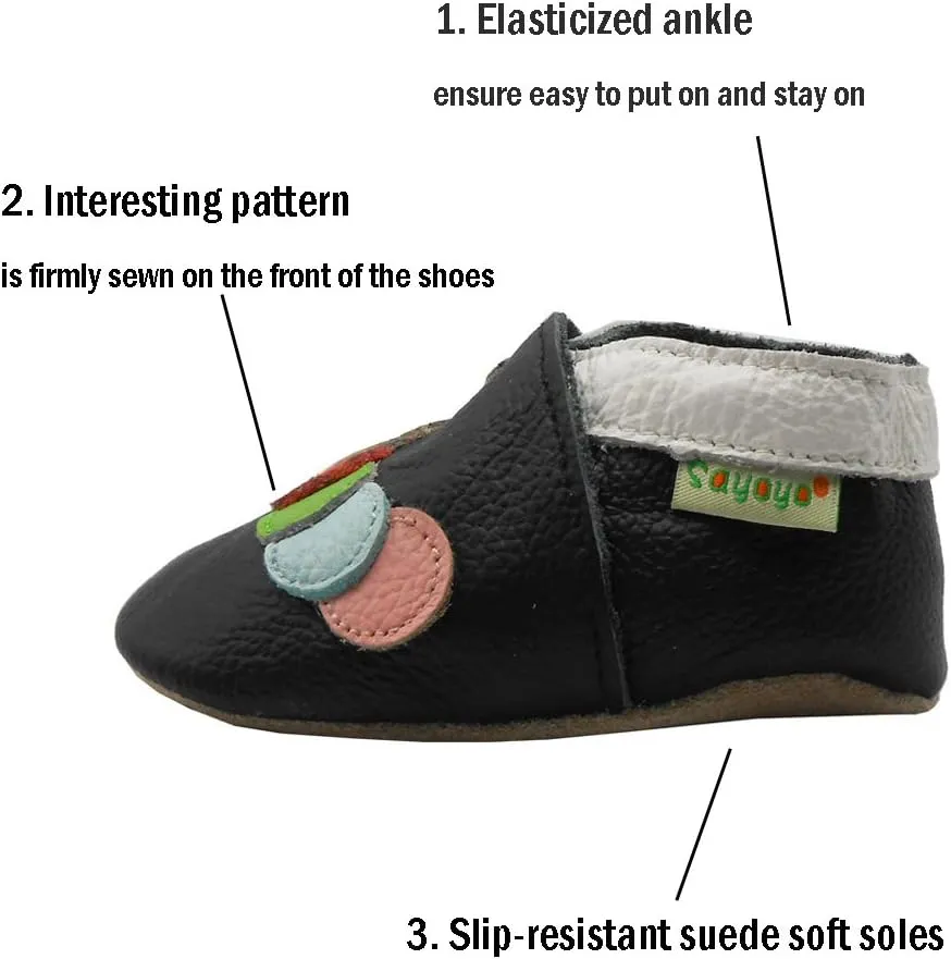 SAYOYO Baby Shoes Soft Leather Sole Infant Toddler Prewalker Shoes