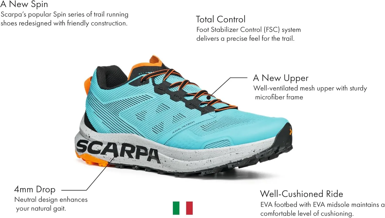 Scarpa Men's Spin Planet Trail Shoes for Hiking and Trail Running