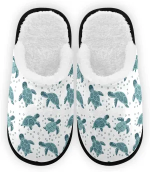 Sea Turtle Cartoon Slippers, Soft Memory Foam Non-Slip Indoor House Slippers Home Shoes for Bedroom Hotel Travel Spa