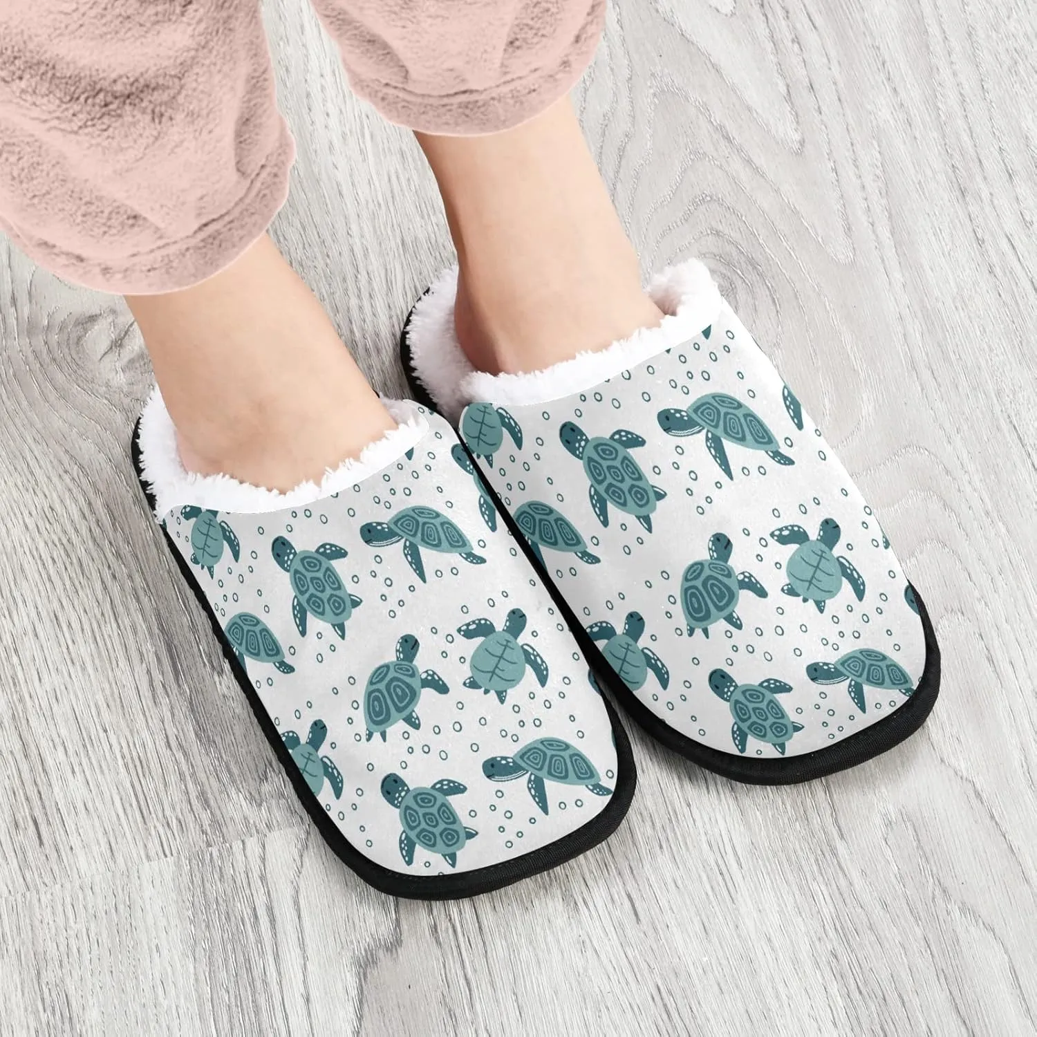 Sea Turtle Cartoon Slippers, Soft Memory Foam Non-Slip Indoor House Slippers Home Shoes for Bedroom Hotel Travel Spa