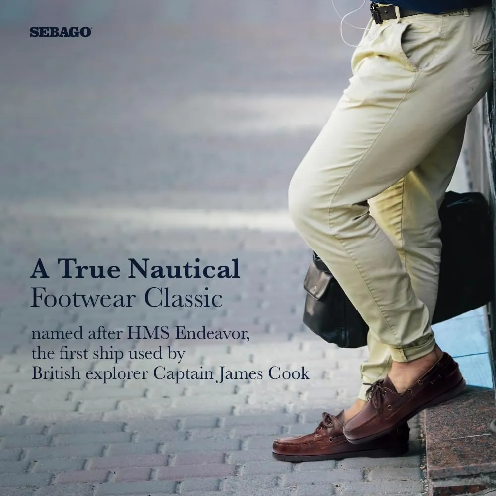 Sebago Endeavor Waterproof Boat Shoes - Leather Moccasins for Men Featuring Leather Sock Lining, 360-Degree Lacing, and Non-Marking, Slip-Resistant Outsoles