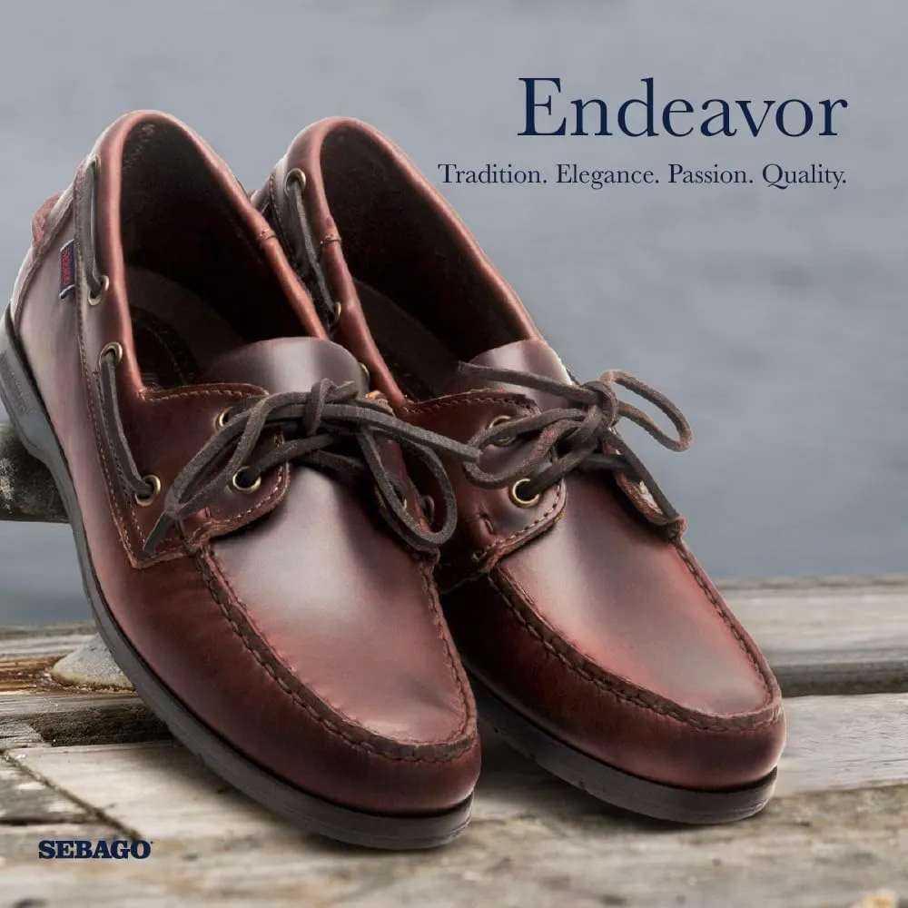 Sebago Endeavor Waterproof Boat Shoes - Leather Moccasins for Men Featuring Leather Sock Lining, 360-Degree Lacing, and Non-Marking, Slip-Resistant Outsoles