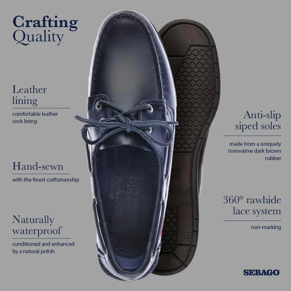 Sebago Endeavor Waterproof Boat Shoes - Leather Moccasins for Men Featuring Leather Sock Lining, 360-Degree Lacing, and Non-Marking, Slip-Resistant Outsoles