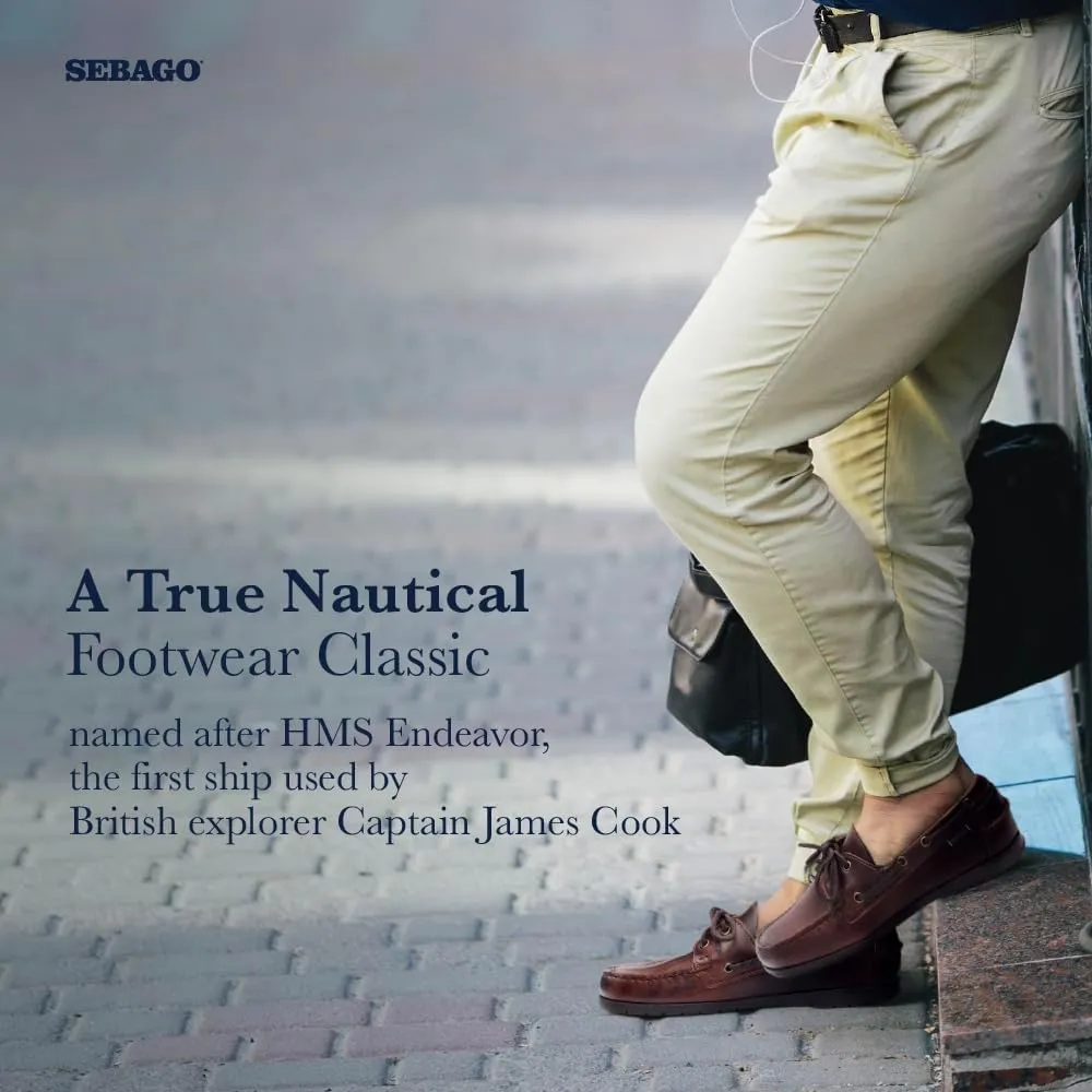 Sebago Endeavor Waterproof Boat Shoes - Leather Moccasins for Men Featuring Leather Sock Lining, 360-Degree Lacing, and Non-Marking, Slip-Resistant Outsoles