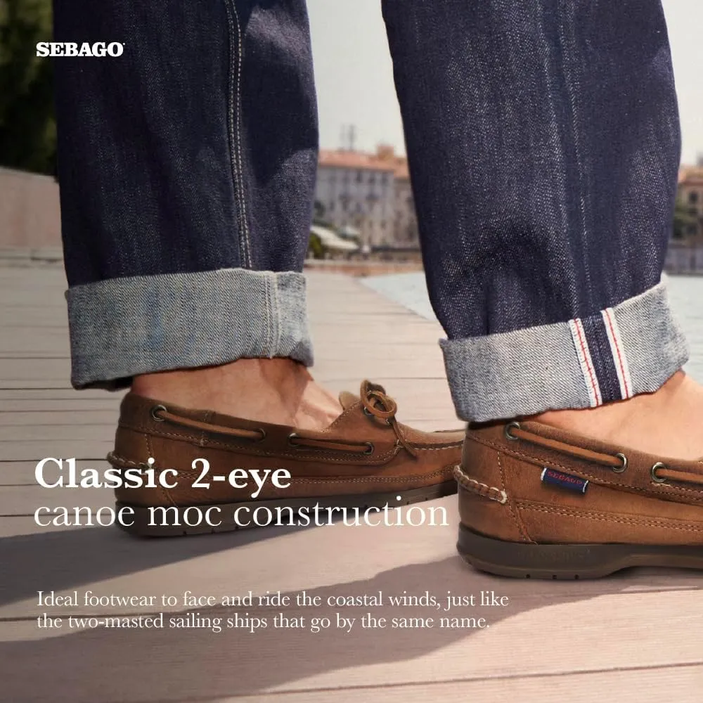 Sebago Schooner Saddler's Leather Boat Shoes - Waterproof Moccasins for Men Featuring Leather Sock Lining, and Non-Marking, Slip-Resistant Outsoles