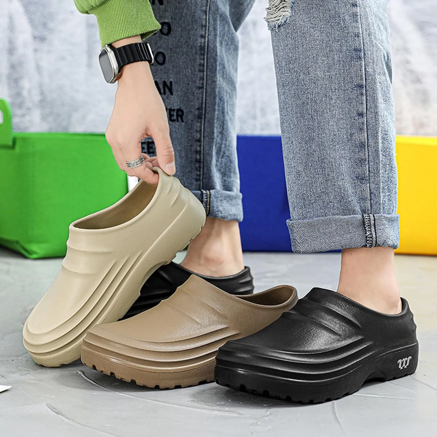 SECHRITE Men's Women's Work Shoes Kitchen Garden Chef Shoes Unisex Waterproof Oil and Slip Resistant Restaurant Nurse Clogs for Food Service Healthcare