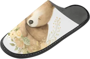senya Shine Brightly Bear Fuzzy Slippers Soft Home Bedroom Slippers for Women Men House Shoes