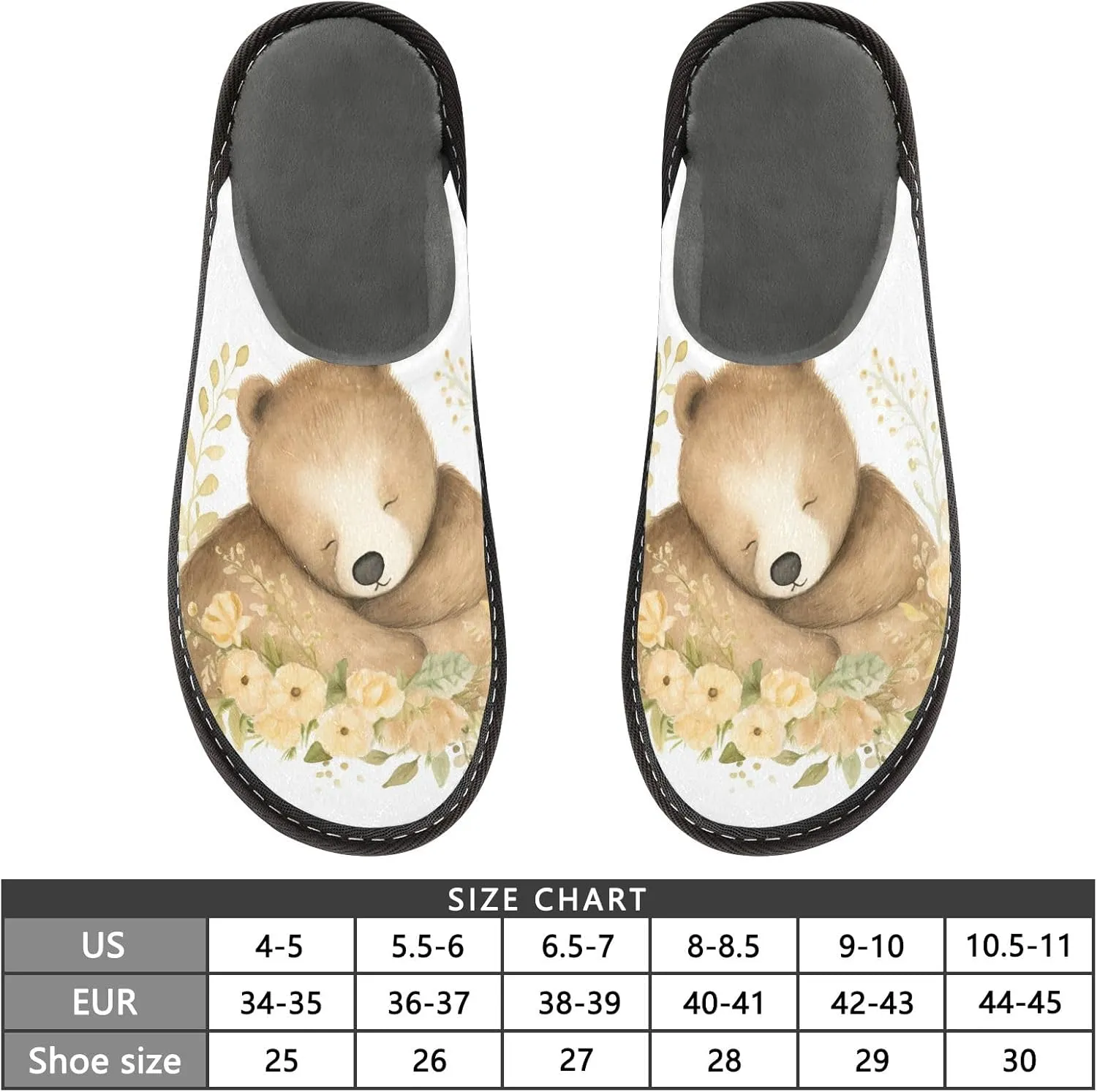 senya Shine Brightly Bear Fuzzy Slippers Soft Home Bedroom Slippers for Women Men House Shoes