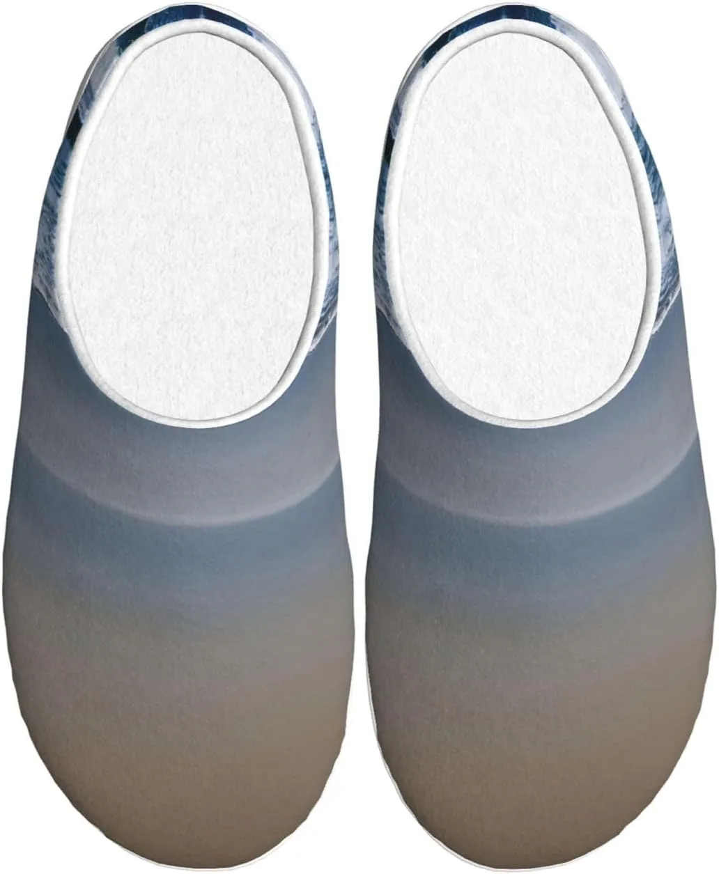 Serene Coastal print Winter Home Warm Slippers, Plush Soft Bottom Slippers, Womens Indoor Scuff Slippers