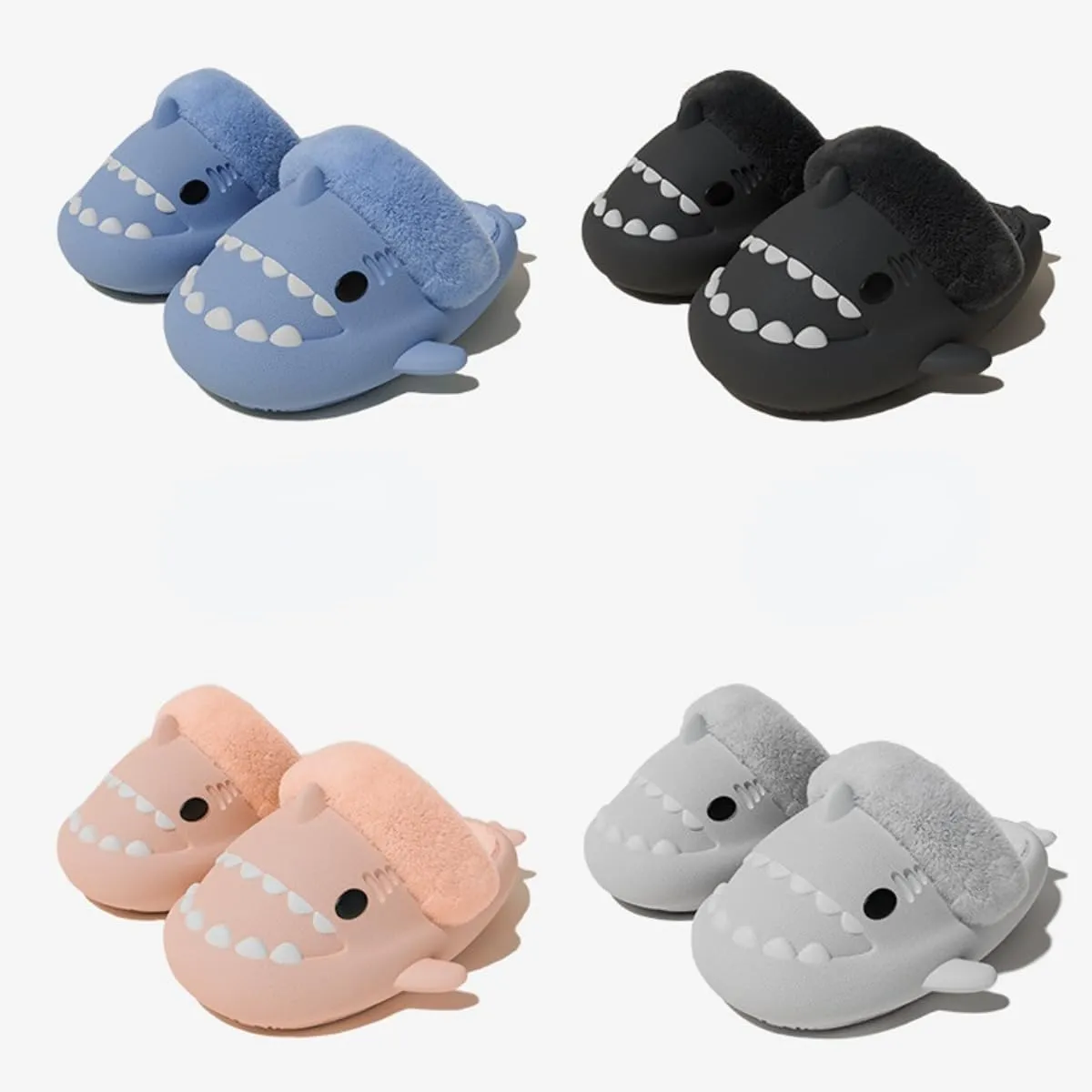 Shark Fuzzy Slippers Women Men Cute Cartoon Plush Fluffy House Shoes Memory Foam Winter Warm Slippers Indoor