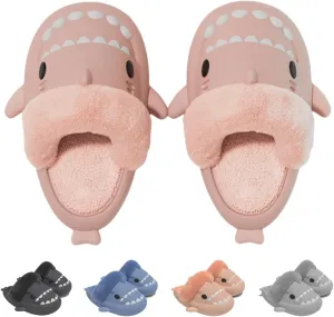 Shark Fuzzy Slippers Women Men Cute Cartoon Plush Fluffy House Shoes Memory Foam Winter Warm Slippers Indoor
