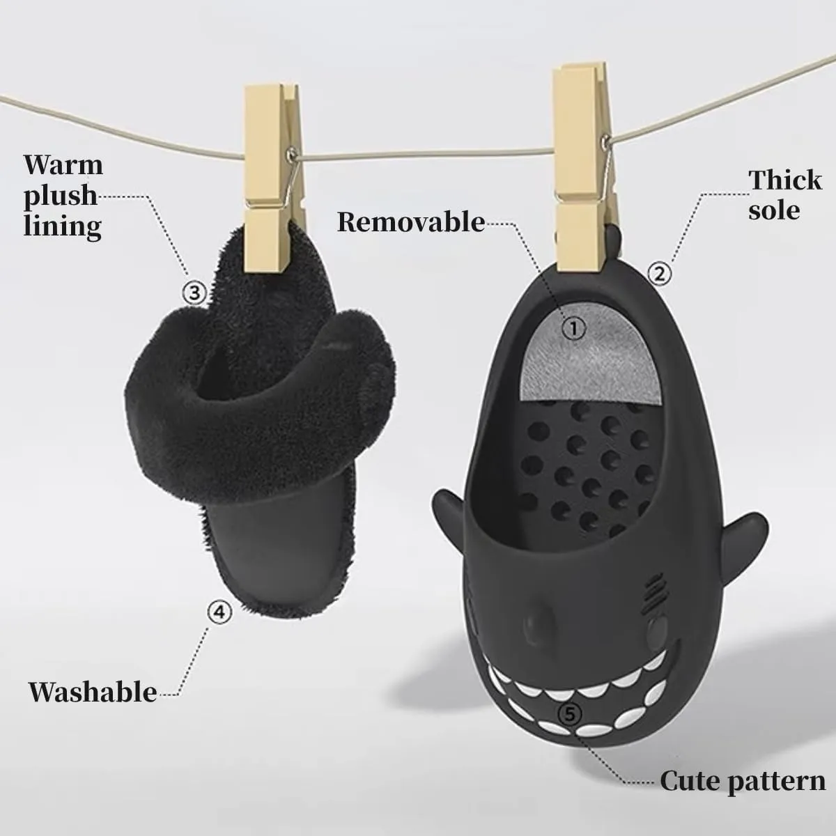 Shark Fuzzy Slippers Women Men Cute Cartoon Plush Fluffy House Shoes Memory Foam Winter Warm Slippers Indoor