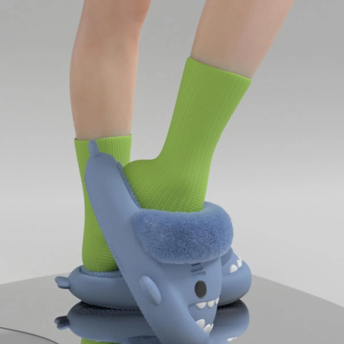 Shark Fuzzy Slippers Women Men Cute Cartoon Plush Fluffy House Shoes Memory Foam Winter Warm Slippers Indoor