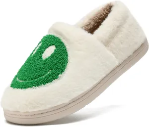 sharllen Retro Smile Face Slippers for Women Men Cute Cozy Soft Plush Slip-on Happy Face Slippers Warm Fluffy Fuzzy Winter Slippers Socks Shoes