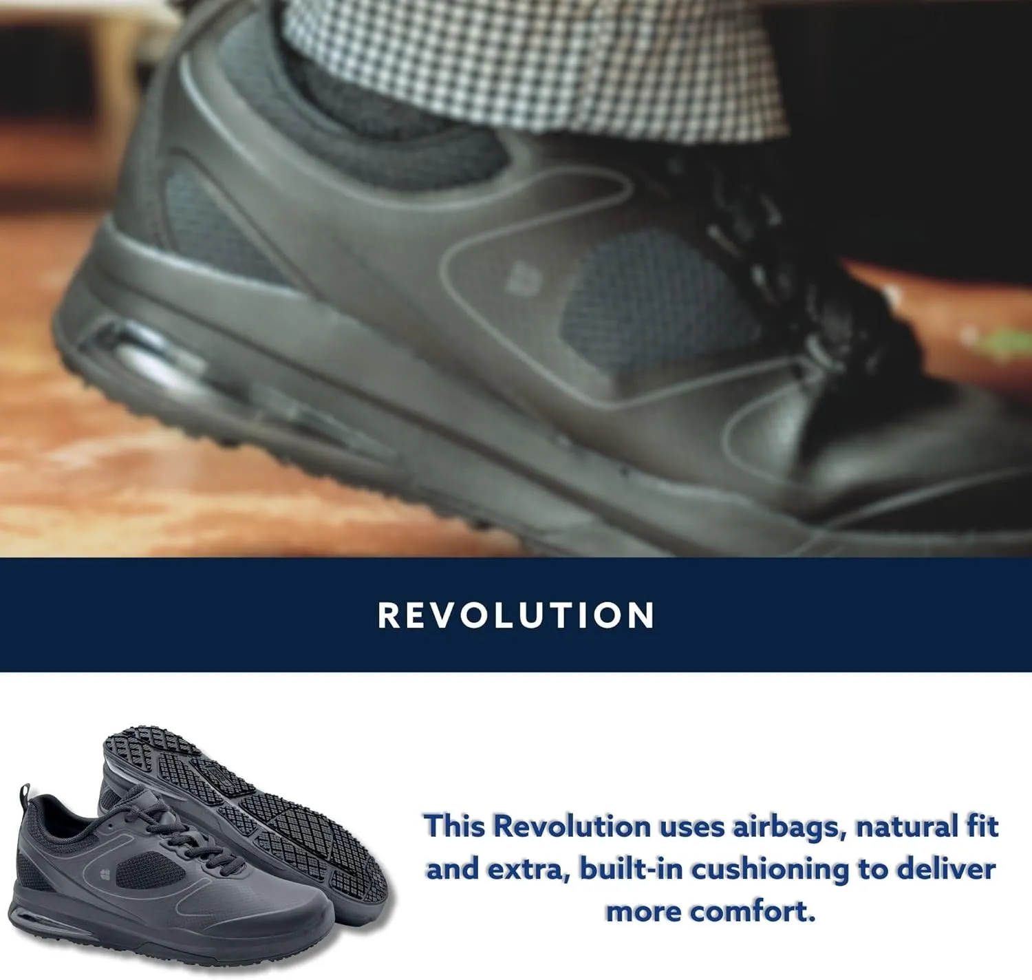 Shoes for Crews Revolution II, Women's Work Shoes, Slip Resistant, Water Resistant, Black, Medium and Wide Sizes