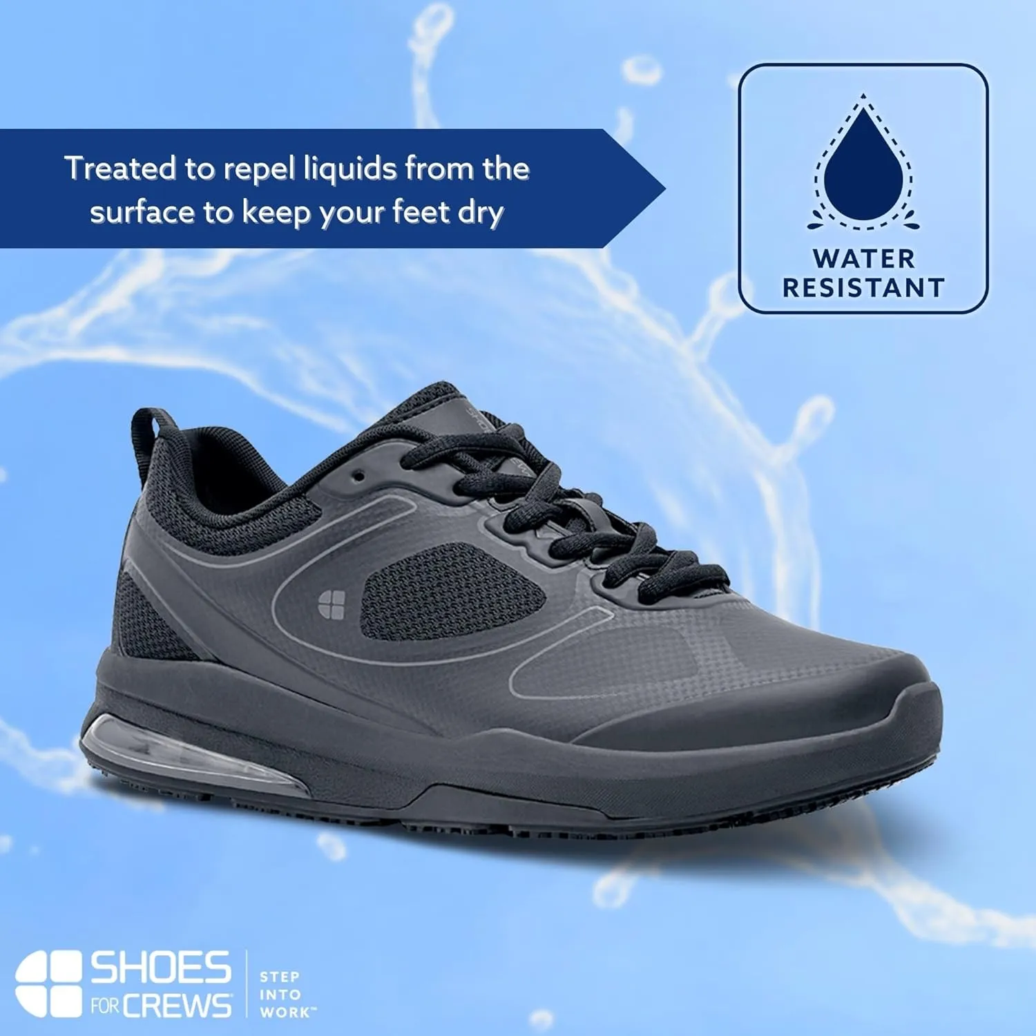 Shoes for Crews Revolution II, Women's Work Shoes, Slip Resistant, Water Resistant, Black, Medium and Wide Sizes