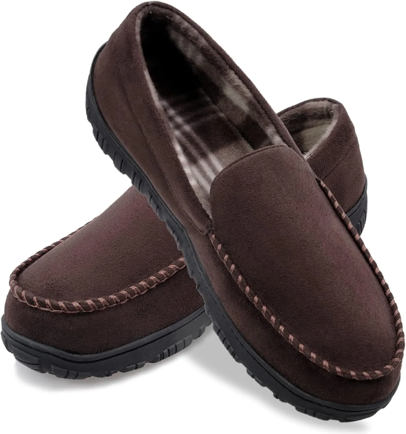 shoeslocker Mens Slippers Microsuede Moccasin Memory Foam House Shoes