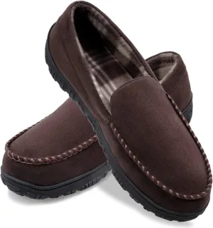 shoeslocker Mens Slippers Microsuede Moccasin Memory Foam House Shoes
