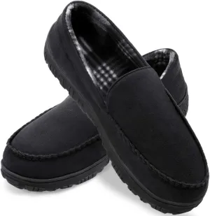 shoeslocker Mens Slippers Microsuede Moccasin Memory Foam House Shoes