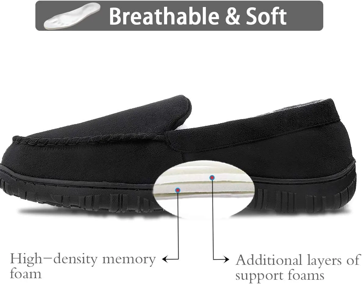 shoeslocker Mens Slippers Microsuede Moccasin Memory Foam House Shoes
