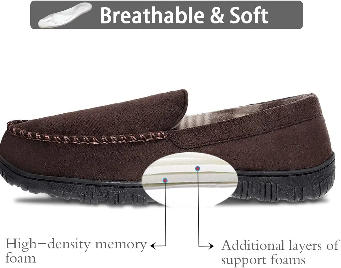 shoeslocker Mens Slippers Microsuede Moccasin Memory Foam House Shoes