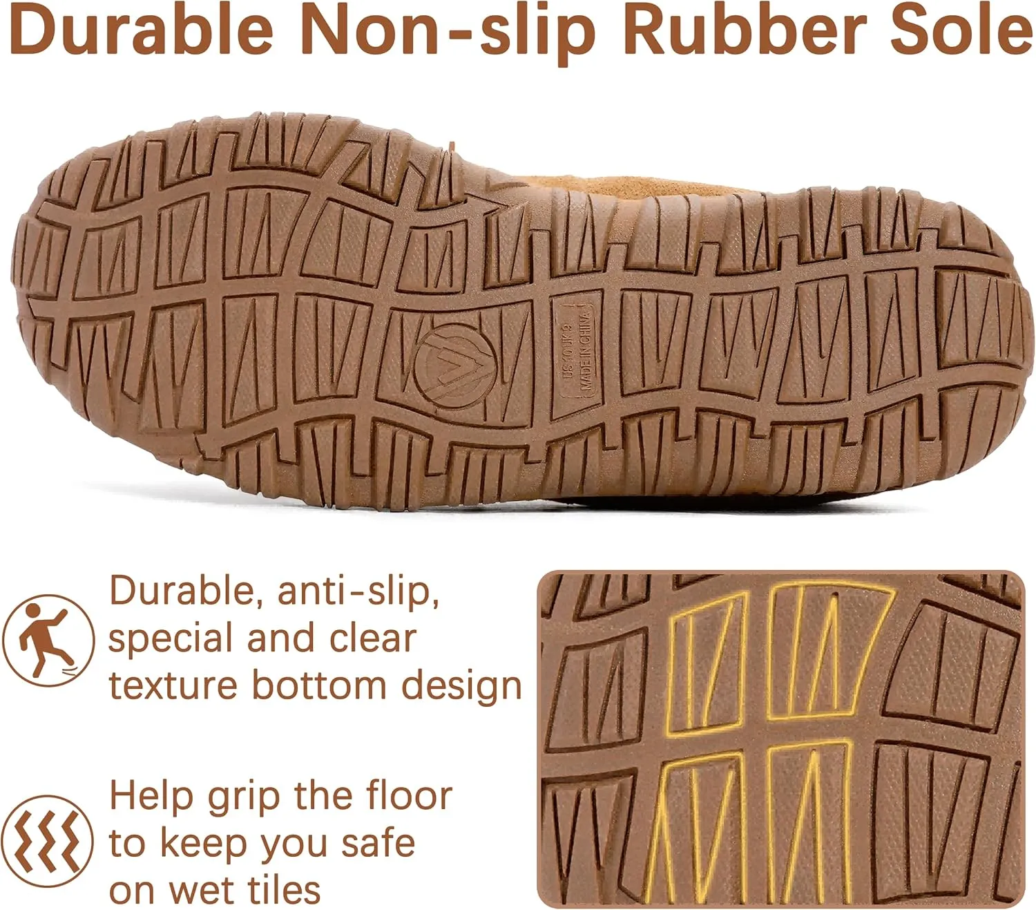shoeslocker Men's Slippers Warm Soft Plush Memory Foam House Slippers for Men Comfortable Bedroom Moccasin Slippers Non-Slip Indoor Outdoor Black Beige Brown