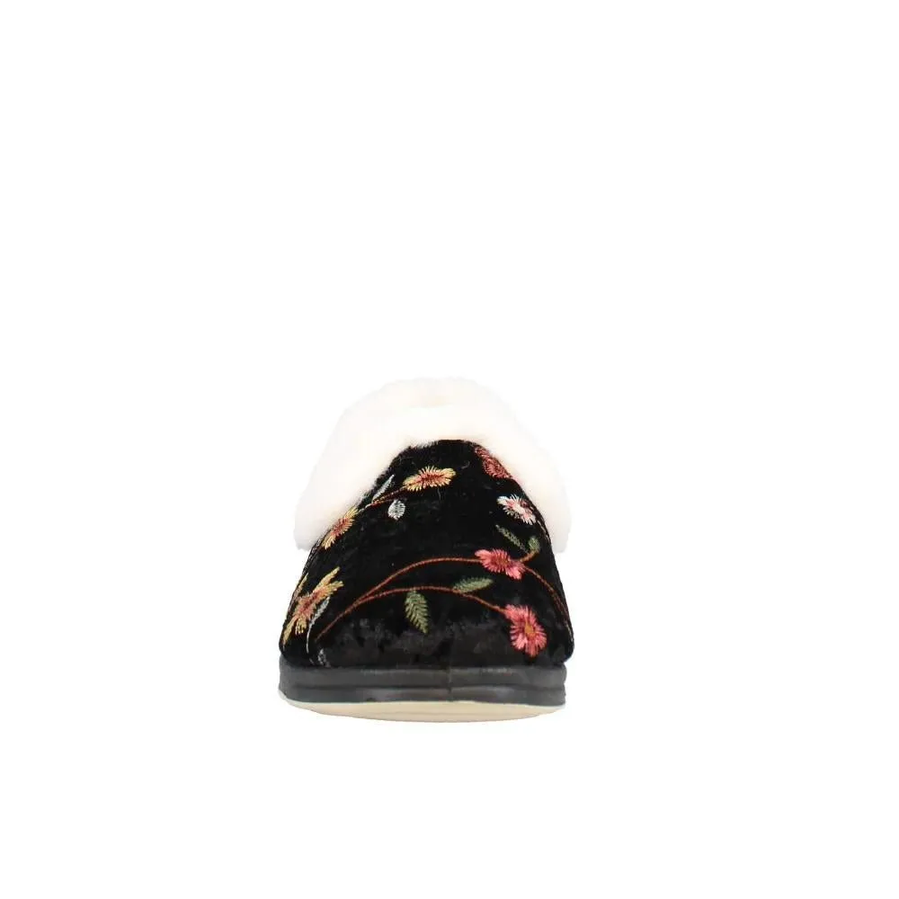 Shuropody Clarice22 Wide Fit Women's Slip On Slipper - Black