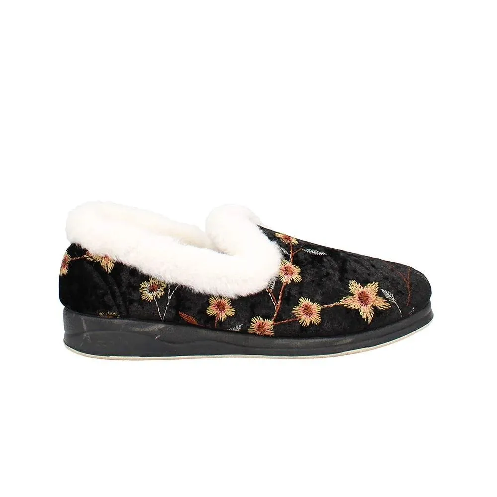 Shuropody Clarice22 Wide Fit Women's Slip On Slipper - Black