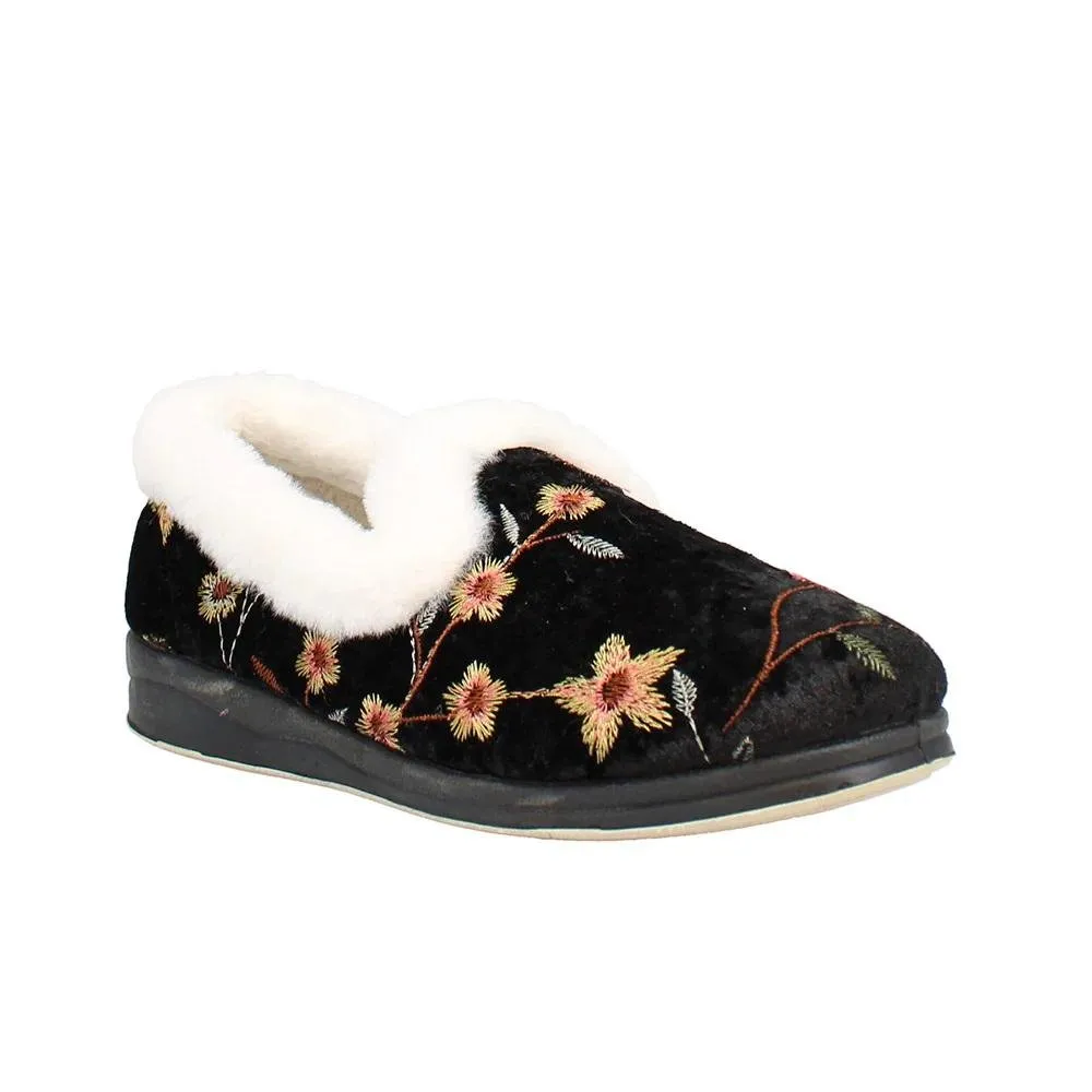 Shuropody Clarice22 Wide Fit Women's Slip On Slipper - Black