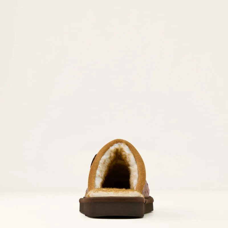 Silversmith Square Toe Ostrich Exotic Slipper - Cognac
