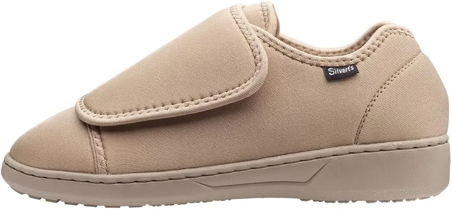 Silvert's Adaptive Clothing & Footwear Women’s Ultra Comfort Flex Neoprene Extra Wide Shoes for Seniors - Beige 12