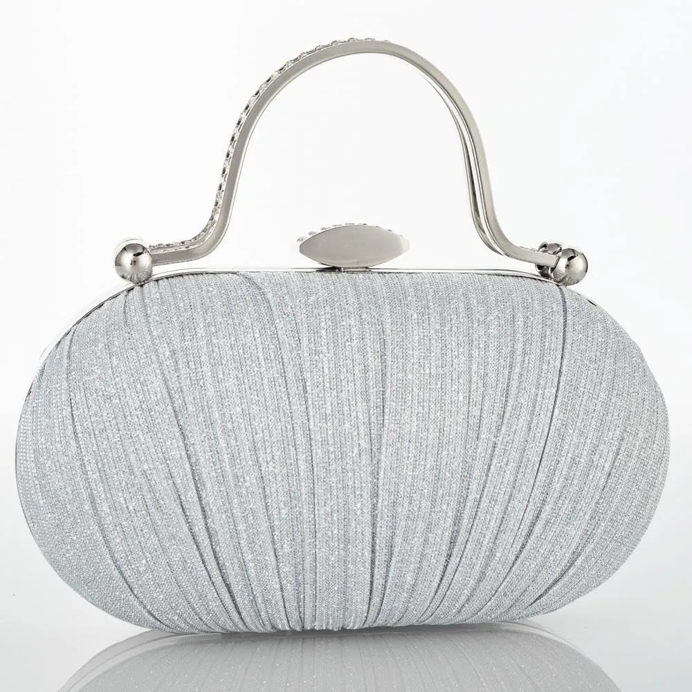 Simcat Women Gold Clutch Purses Glitter Evening Handbag Pleated Evening Bag for Lady Formal Bridal Wedding Prom