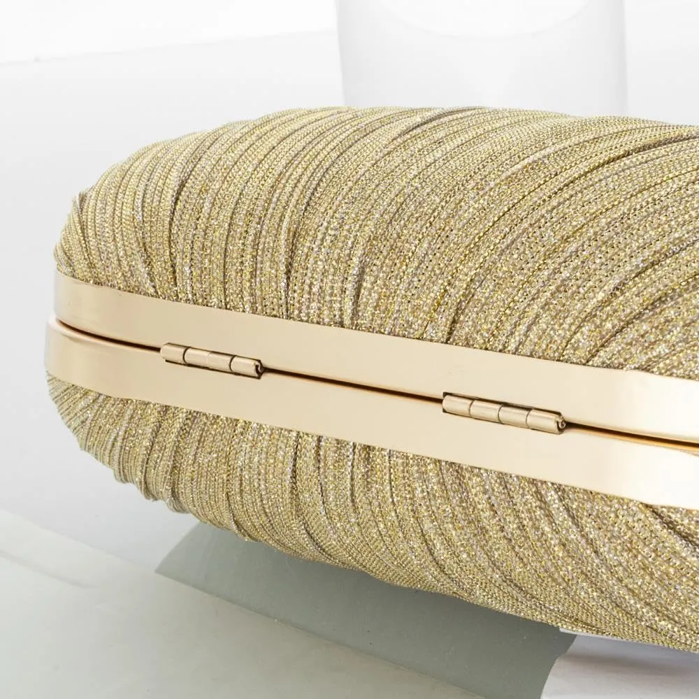 Simcat Women Gold Clutch Purses Glitter Evening Handbag Pleated Evening Bag for Lady Formal Bridal Wedding Prom