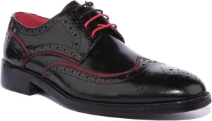 Simon Lace Up Brogue Contrast Detals (Size 7, Black)