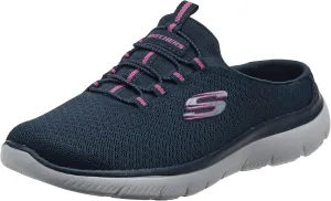 Skechers Women's Summits - Swift Step Sneaker Mule, Navy/Hot Pink, 11