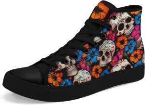 Skull Fashion High-Top Canvas Sneakers for Men Women Casual Tennis Shoes Classic Lace Up Walking Shoes