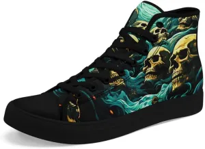 Skull High Tops Canvas Shoes for Men Women Classic Lace Up Gothic Fashion Sneaker Street Casual Canvas Sneakers
