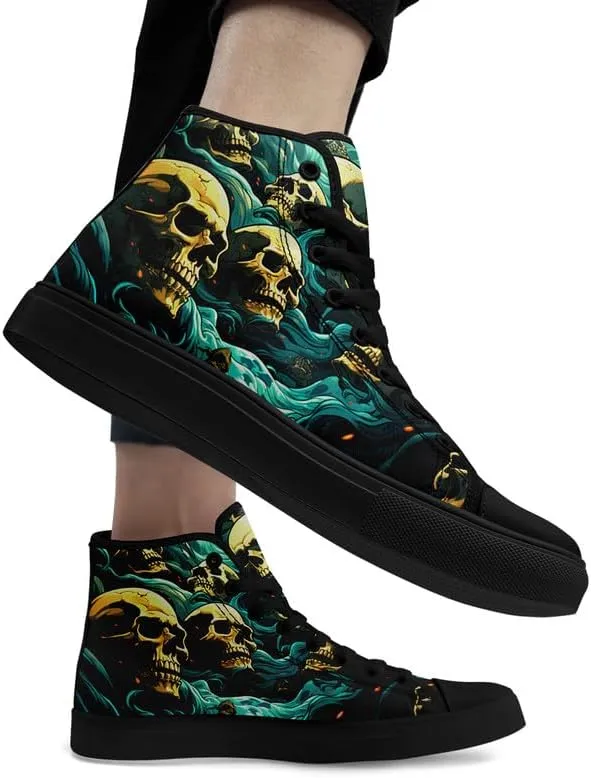 Skull High Tops Canvas Shoes for Men Women Classic Lace Up Gothic Fashion Sneaker Street Casual Canvas Sneakers
