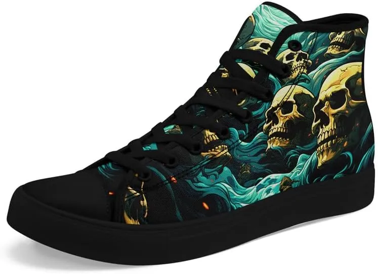 Skull High Tops Canvas Shoes for Men Women Classic Lace Up Gothic Fashion Sneaker Street Casual Canvas Sneakers