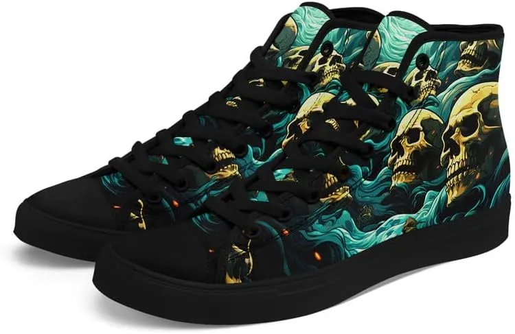 Skull High Tops Canvas Shoes for Men Women Classic Lace Up Gothic Fashion Sneaker Street Casual Canvas Sneakers