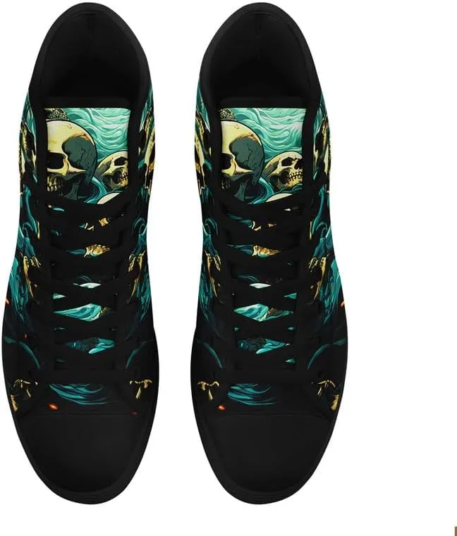 Skull High Tops Canvas Shoes for Men Women Classic Lace Up Gothic Fashion Sneaker Street Casual Canvas Sneakers