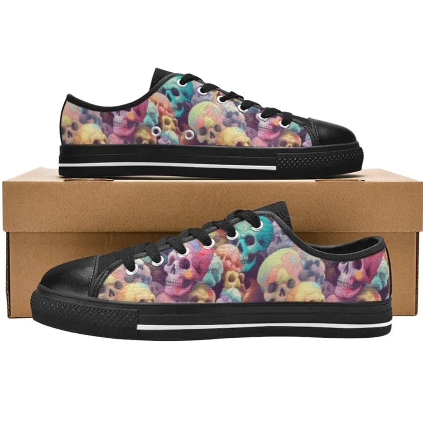 Skull Pattern Lots of Pastel Colors Canvas Shoes