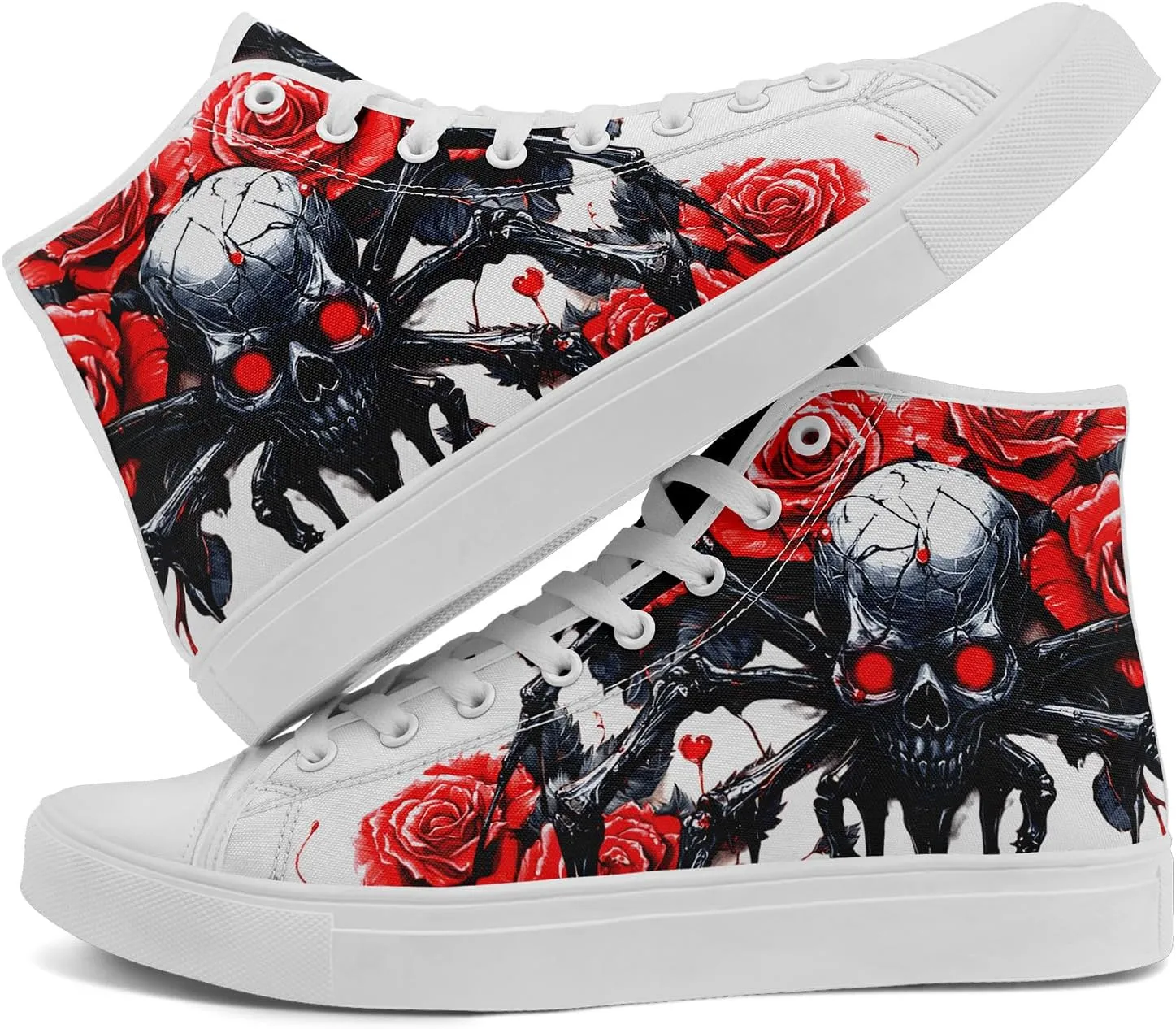 Skull Shoes for Women Men High Top Canvas Sneaker Punk Rock Joker Print Shoes Student Casual Walking Streetwear