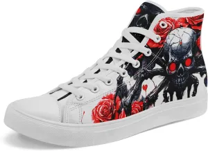 Skull Shoes for Women Men High Top Canvas Sneaker Punk Rock Joker Print Shoes Student Casual Walking Streetwear