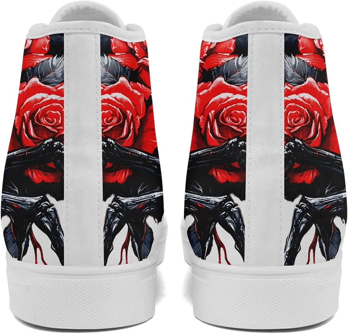 Skull Shoes for Women Men High Top Canvas Sneaker Punk Rock Joker Print Shoes Student Casual Walking Streetwear